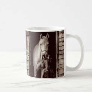 Beautiful Horses & Rustic Brown Barn Coffee Mug
