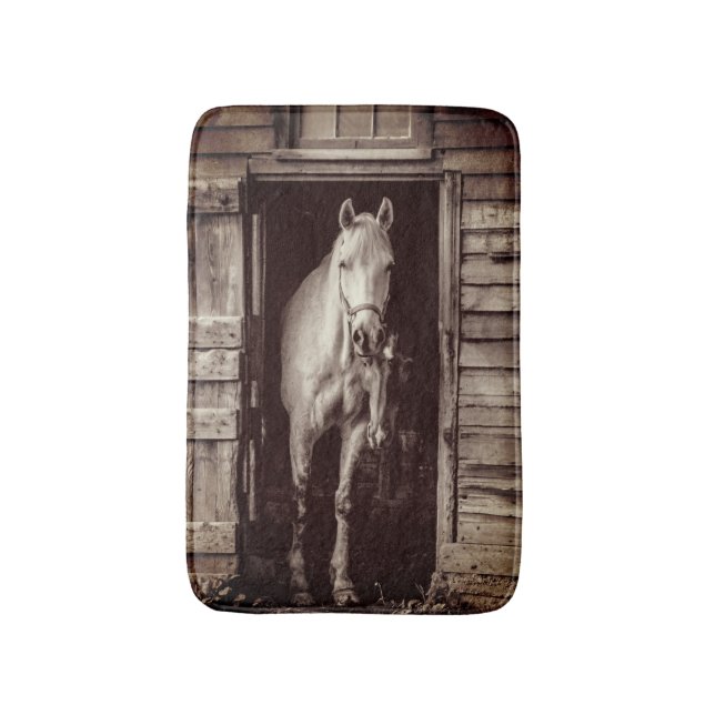 Beautiful Horses Rustic Farmhouse Decor Bath Mat (Front Vertical)