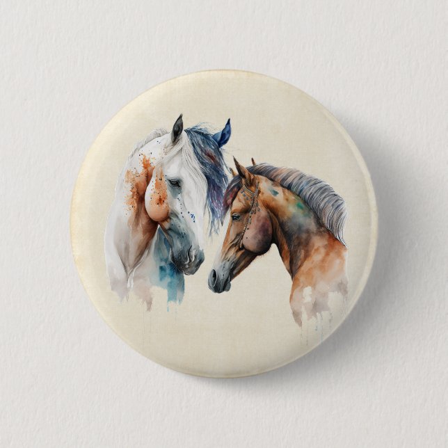 Beautiful Horses Western Boho Style 6 Cm Round Badge (Front)