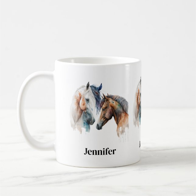 Beautiful Horses Western Boho Style Coffee Mug (Left)