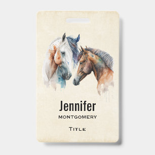 Beautiful Horses Western Boho Style ID Badge