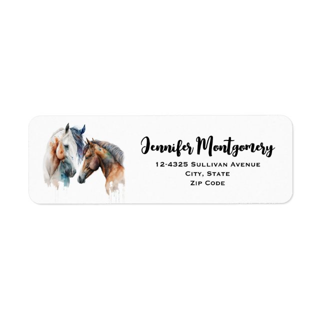 Beautiful Horses Western Boho Style Return Address Label (Front)