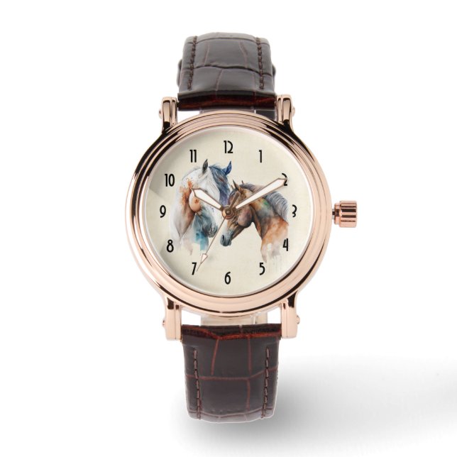 Beautiful Horses Western Boho Style Watch (Front)