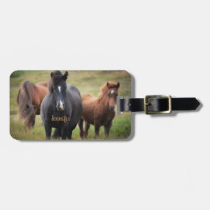 Beautiful Horses with Name Luggage Tag