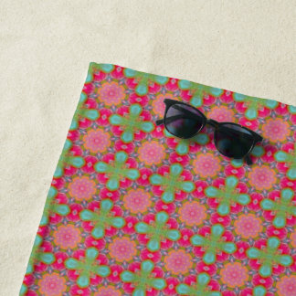 Beautiful Hot Pink and Green Floral Beach Towel