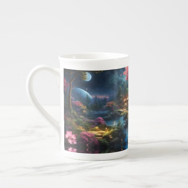 Beautiful House and Gardens in a Magical Land Bone China Mug (Left)