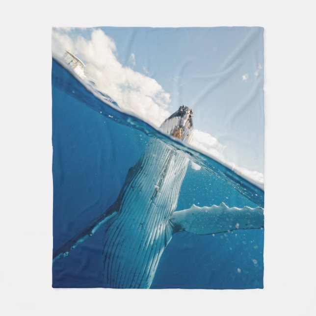 Beautiful Huge Whale Fleece Blanket (Front)