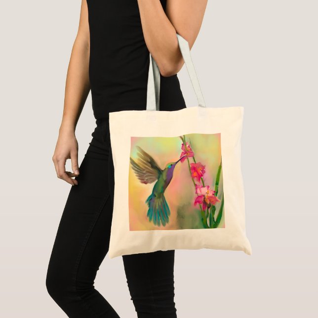 Beautiful Hummingbird and Flower Tote Bag (Front (Product))