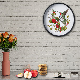 Beautiful Hummingbird and Red Roses Clock