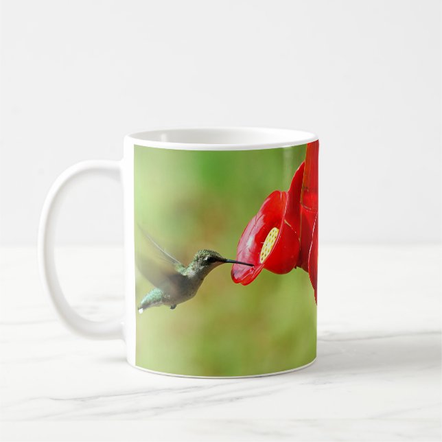 Beautiful Hummingbird Feeding Coffee Mug (Left)