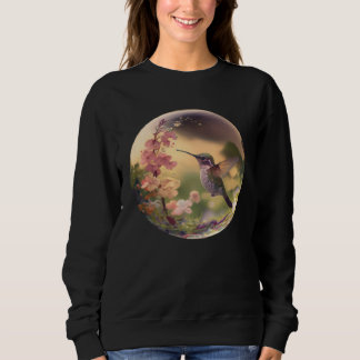 Beautiful Hummingbird Floral Bubble Haven Nature Sweatshirt