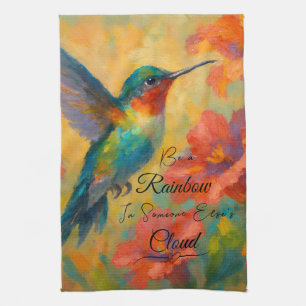 Beautiful Hummingbird Floral Kitchen Towel