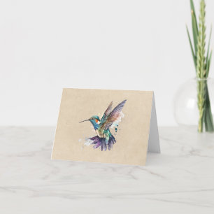Beautiful Hummingbird Personalised Watercolor Note Card