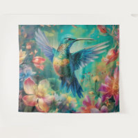 Beautiful Hummingbird Surrounded by Flowers