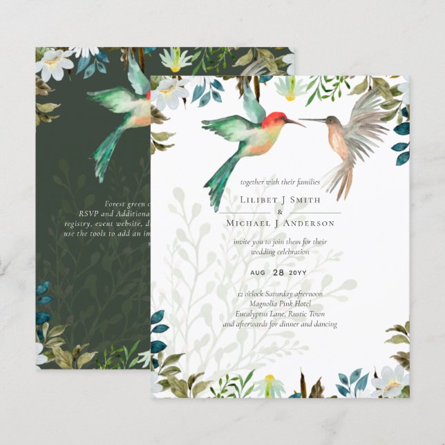 Beautiful HUMMINGBIRDS Couple Wedding (Front/Back)