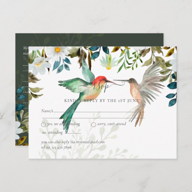 Beautiful HUMMINGBIRDS Couple Wedding Postcard (Front/Back)