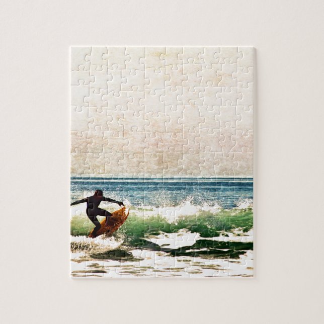 Beautiful Huntington Beach Surfer Riding Waves Jigsaw Puzzle (Vertical)