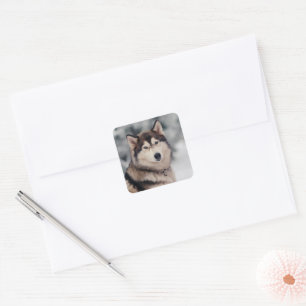 Beautiful Husky in the Outdoors Square Sticker
