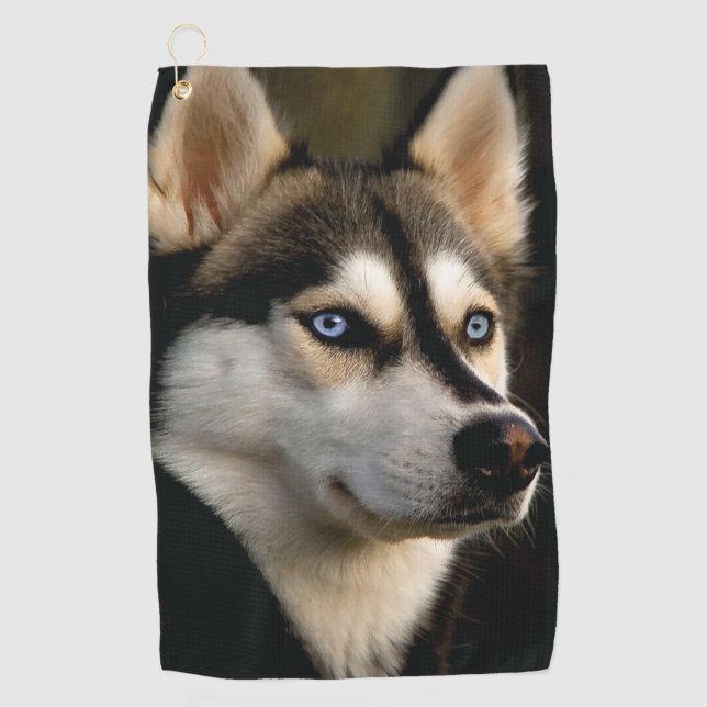 Beautiful Husky Throw Pillow Golf Towel (Front)