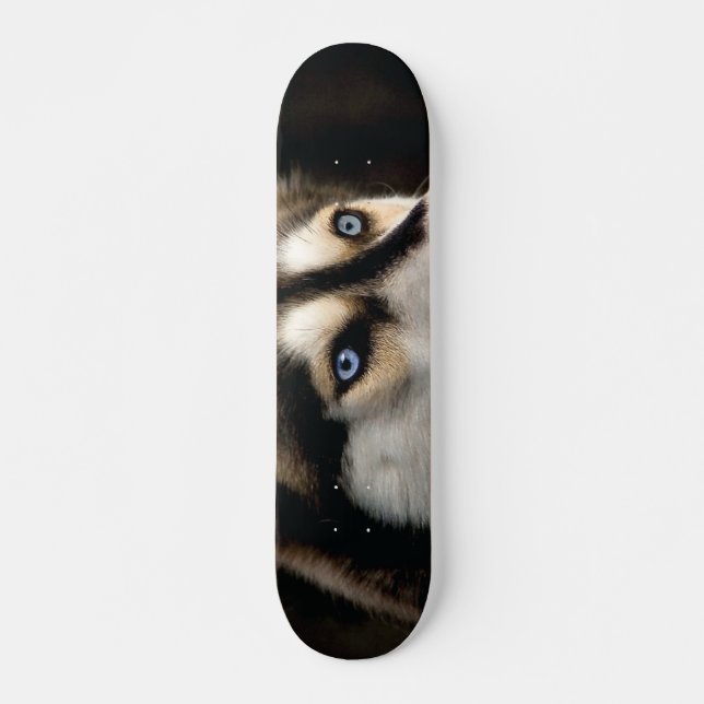 Beautiful Husky Throw Pillow Skateboard (Front)