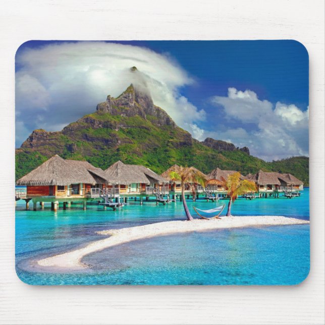 Beautiful Huts on the Water in Bora Bora Mouse Pad (Front)