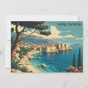 Beautiful Hvar Croatia Adria Coast Panorama View Card