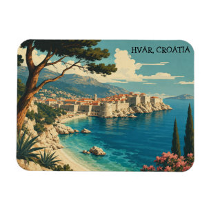 Beautiful Hvar Croatia Adria Coast Panorama View Magnet