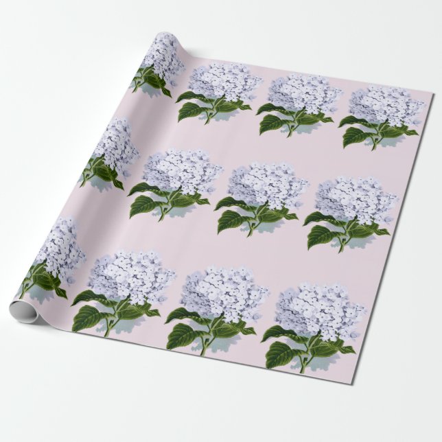 Beautiful Hydrangea Flower in Violet Wrapping Paper (Unrolled)