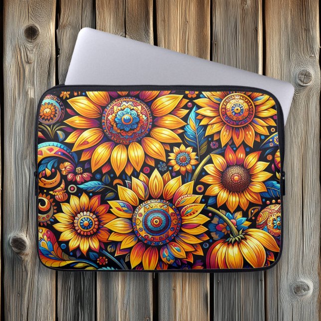 Beautiful Hyperrealistic Sunflower Art   Laptop Sleeve (Creator Uploaded)