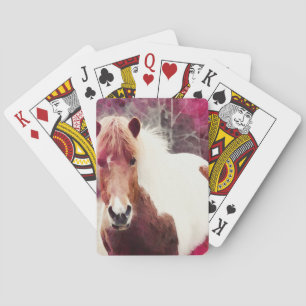 Beautiful Icelandic Pony playing poker cards
