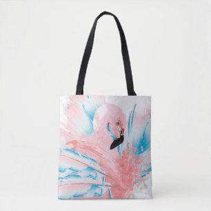 Beautiful illustration with drawn pink flamingo an tote bag