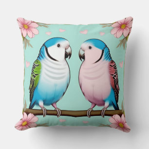 Beautiful Illustrative Parrots Together Cushion