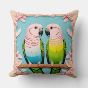 Beautiful Illustrative Parrots Together Cushion