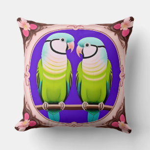 Beautiful Illustrative Parrots Together Cushion