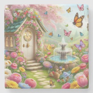Beautiful Image of a Spring Flower Garden Stone Coaster