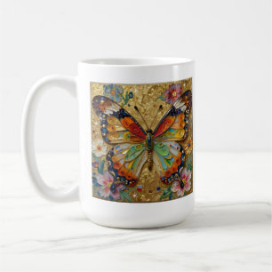 Beautiful Impasto Butterflies and Flowers Poem Coffee Mug