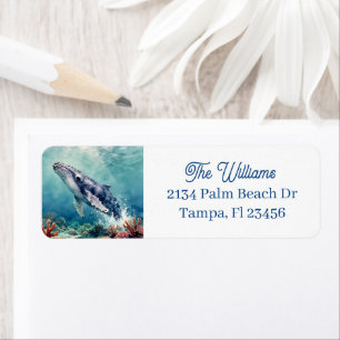 Beautiful Impasto Whale Oceanic Illustration Return Address Label