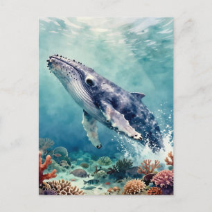 Beautiful Impasto Whale Oceanic Keep in Touch Postcard