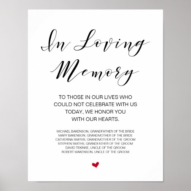 Beautiful In Loving Memory, Black memorial table Poster (Front)