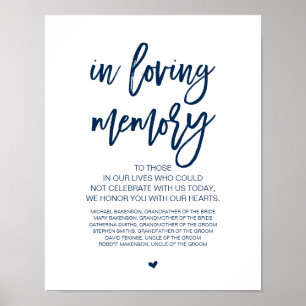 Beautiful In Loving Memory, Navy Blue memorial Poster