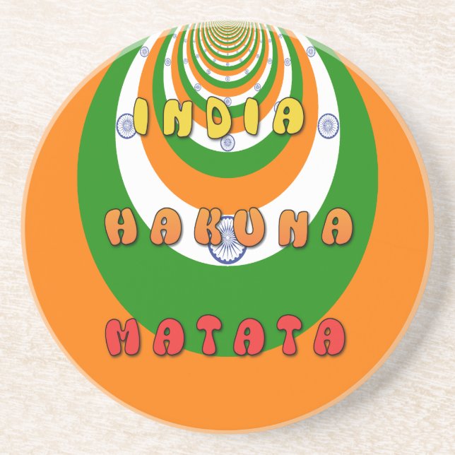 Beautiful India National Flag Colours Hakuna Matat Coaster (Front)