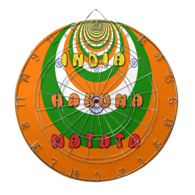 Beautiful India National Flag Colours Hakuna Matat Dartboard (Front)