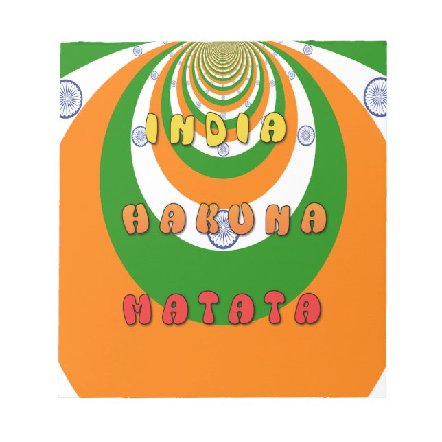 Beautiful India National Flag Colours Hakuna Matat Notepad (Front)