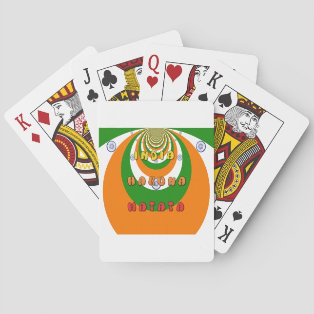 Beautiful India National Flag Colours Hakuna Matat Playing Cards (Back)