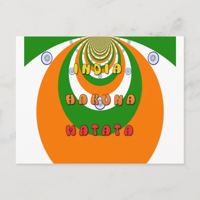 Beautiful India National Flag Colours Hakuna Matat Postcard (Front)