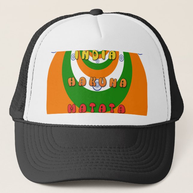 Beautiful India National Flag Colours Hakuna Matat Trucker Hat (Front)