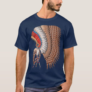 Beautiful Indian Chief Warbonnet Headdress T-Shirt