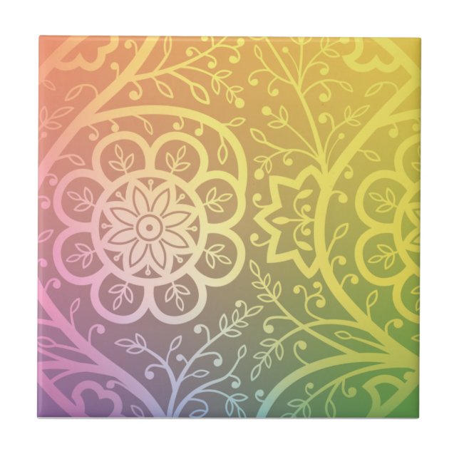 Beautiful indian floral pattern ceramic tile (Front)