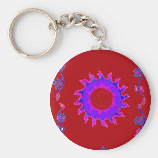 Beautiful Indian Motif Mehndi Art Design Key Ring (Front)