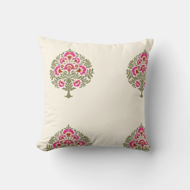 Beautiful Indian trees on pink  Cushion (Front)